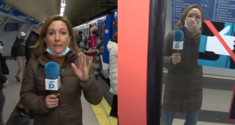 Sandra Mir en el video capturado por su camarógrafo en el metro de Madrid