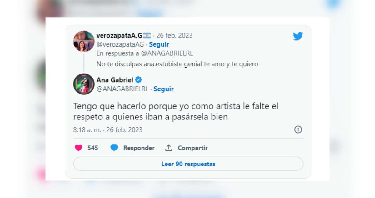 Respuesta de Ana Gabriel en redes sociales