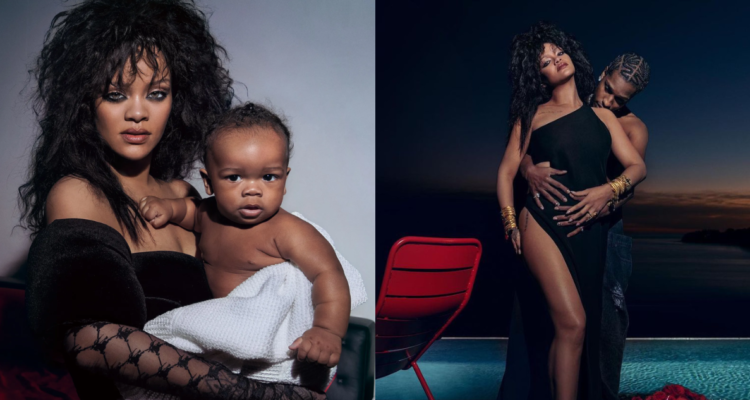Rihanna junto a su hijo y su pareja Asap Rocky para Vogue