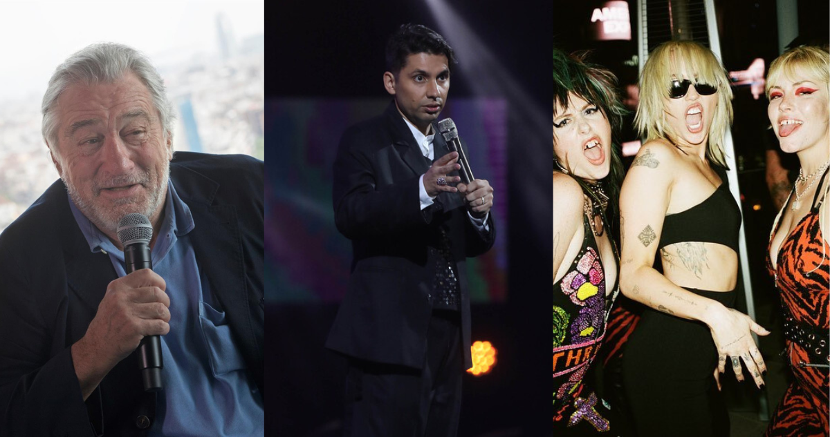 Robert De Niro (izquierda), Fabrizio Copano (centro) y Miley Cyrus (derecha)