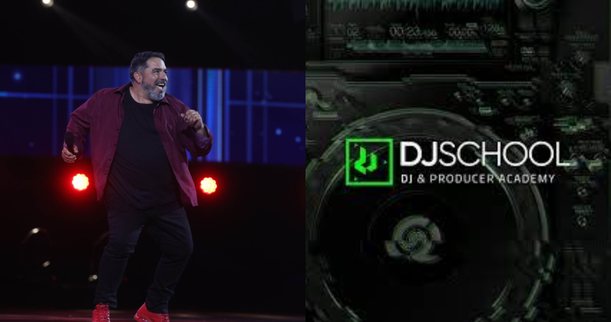 Rodrigo Villegas (izquierda( y logo de DJ School Chile (derecha)