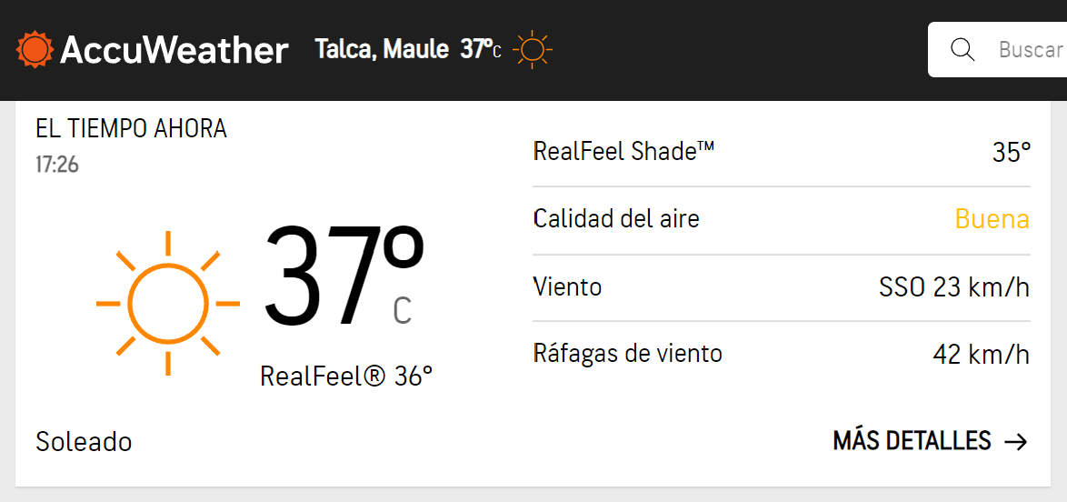 Temperatura en Talca según Accuweather
