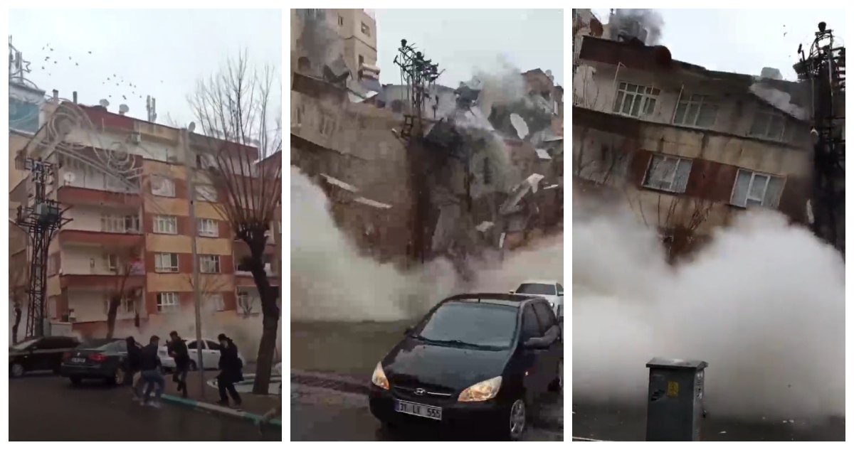 Capturas de videos de colapsos de edificios en Turquía y Siria tras el terremoto.