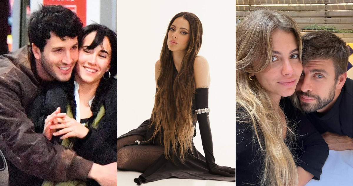 Sebastián Yatra junto a su nueva novia, Aitana (izquierda); Tini (centro) y fotografía de Clara Chía con Piqué (derecha)