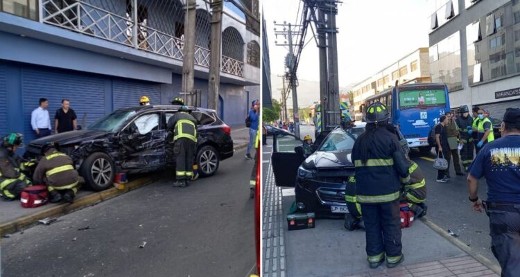 Triple colisión en centro de Antofagasta: tres pasajeros y una conductora lesionados