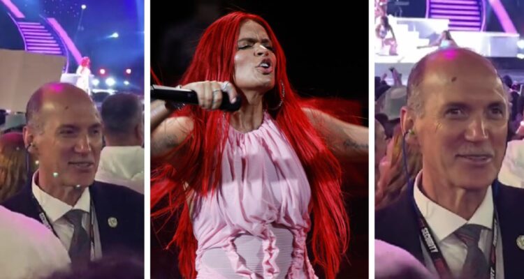 Un guardia de seguridad fue captado cantando la canción ‘Tusa’ de Karol G en medio d esu show en la Quinta Vergara en el Festival de Viña 2023