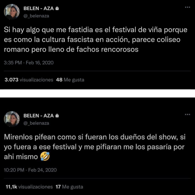 Antiguos tweets de Belén Mora contra el Festival de Viña del Mar 