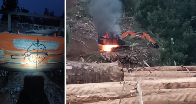 Al menos cinco equipos forestales destruidos deja ataque incendiario en predio de CMPC en Gorbea