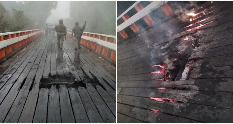 Ataque incendiario puente en Perquenco