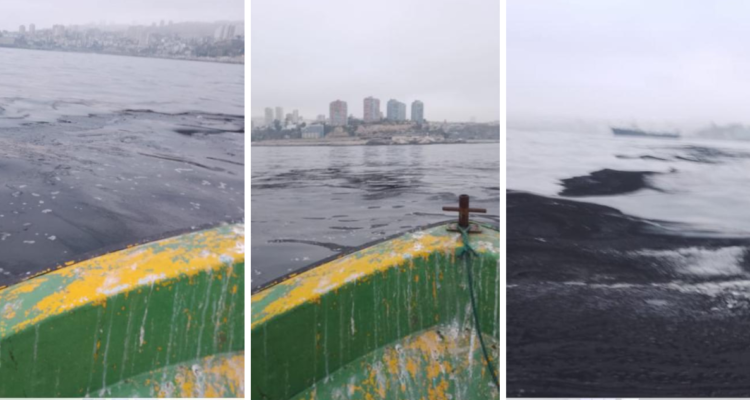 Pescadores denuncian enorme mancha oleosa en la bahía de Valparaíso: piden presencia de autoridades
