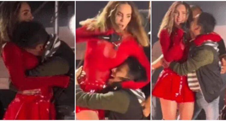Belinda vive incómodo momento con fan que subió al escenario