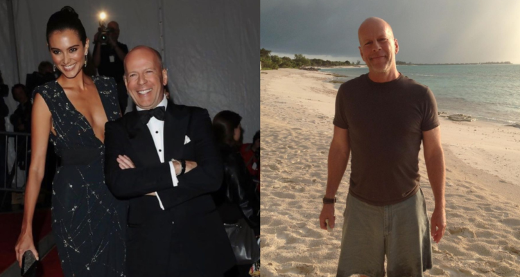 Bruce Willis junto a su esposa Emma Heming Willis, antes (izquierda) y después (derecha) de su diagnóstico de demencia frontotemporal