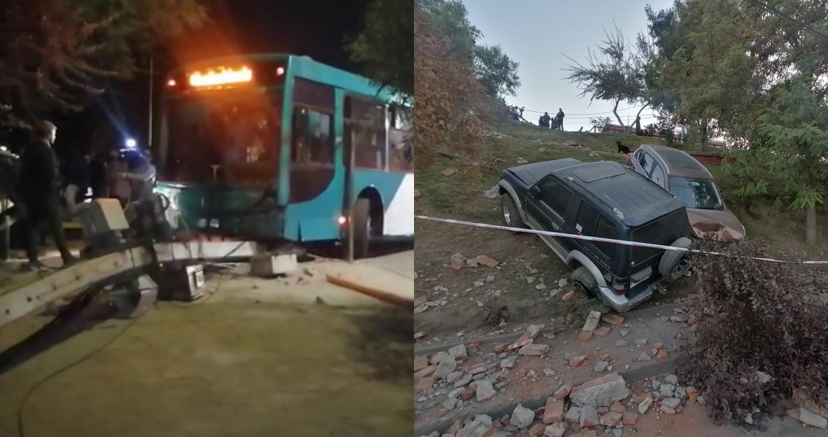 Buscan a sujeto que se robó Transantiago y chocó seis autos en Pudahuel: dos cayeron por un barranco