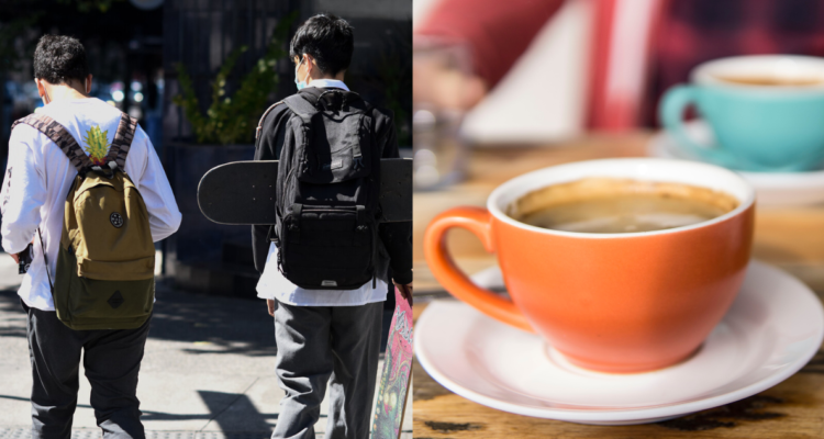 Escolares (izquierda) y taza de café (derecha)