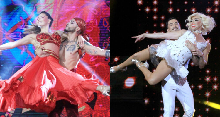 Chantal Gayoso en su baile. A su lado, Nicole Gaultier realizando su coreografía en Aquí se Baila.