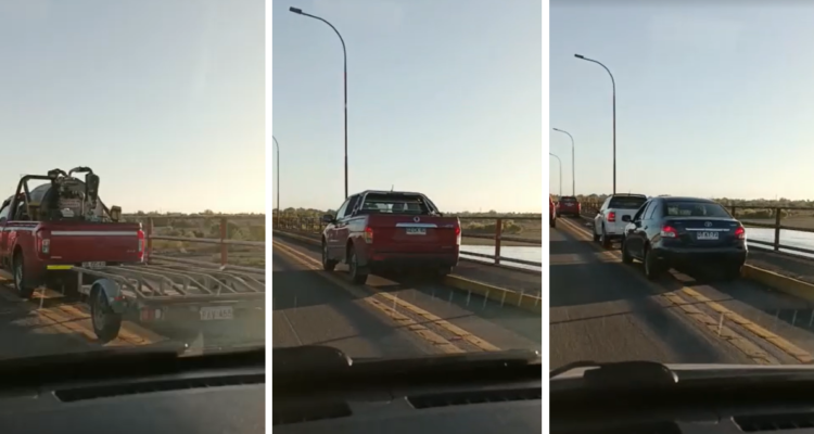Conductores se detienen en medio del puente Juan Pablo II a que termine restricción vehicular