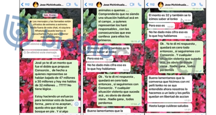 Detalles de extorsión y loncos mapuche acusados