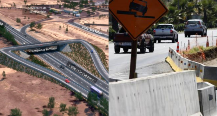 Este lunes inicia cierre de enlaces ponientes en conexión de Ruta 68 y Vespucio Norte por obras