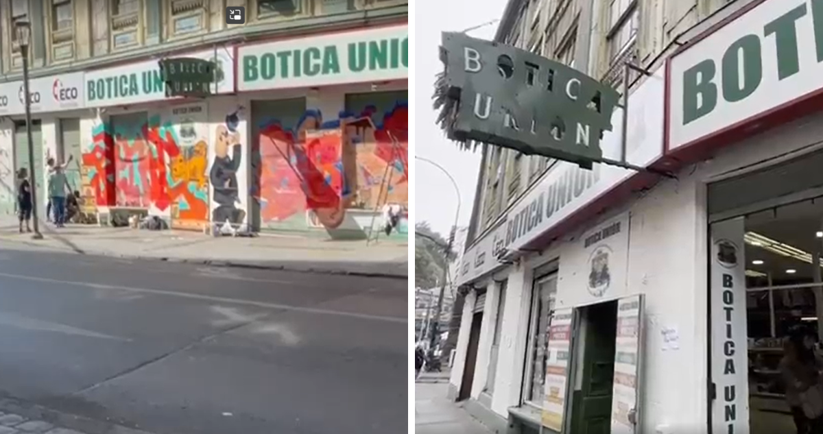 Dueño de botica arriesga multa por pintar fachada con grafiti: no le gustó y luego lo tapó con blanco