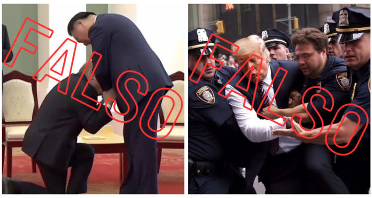 Dos fotos falsas generadas por inteligencia artificial.