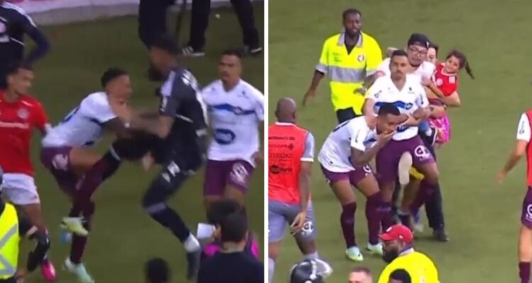 Inter de Porto Alegre y Caixas protagonizaron batalla campal en Brasil.