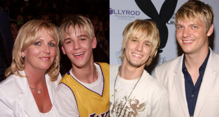 Jane Carter junto a Aaron (izquierda) y Aaron junto a Nick, su hermano (derecha)