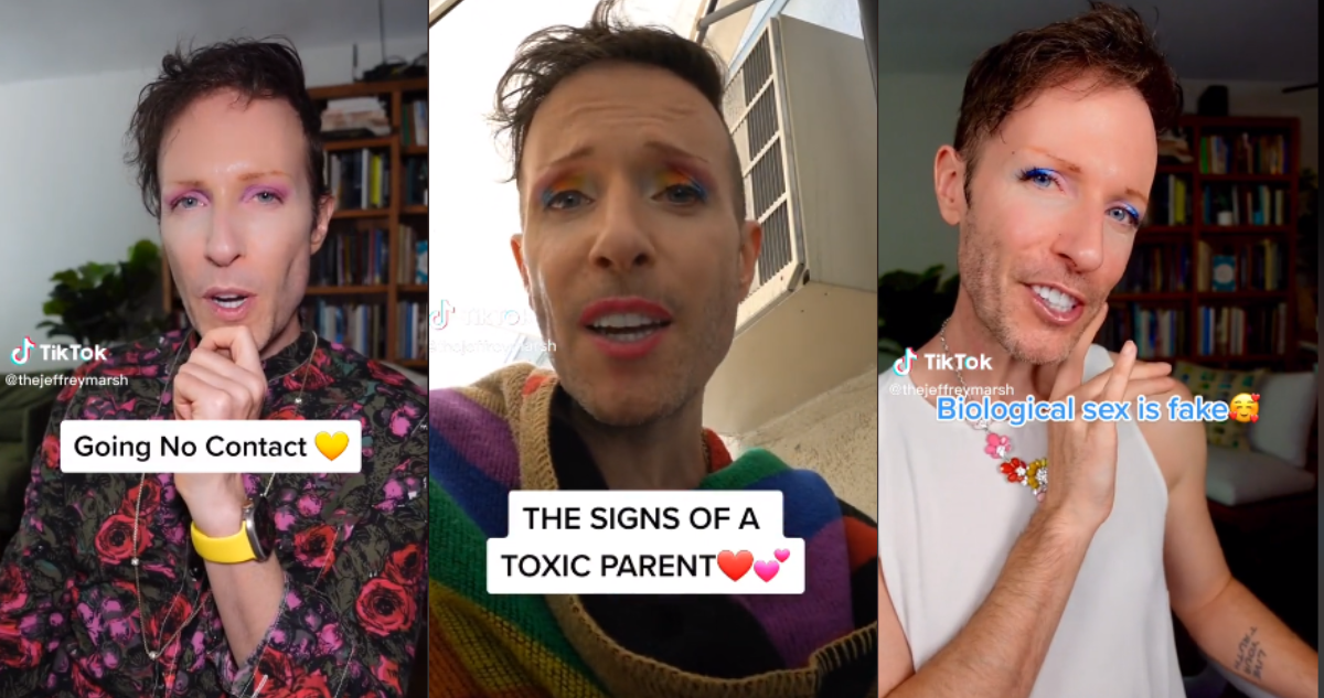 Capturas de algunos de los videos más polémicos de Jeffrey Marsh en TikTok, el influencer acusado de grooming