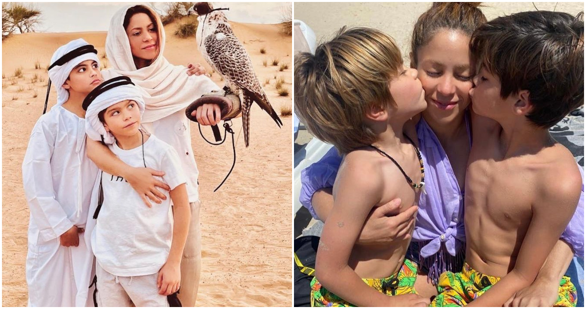 Los hijos de Shakira posan junto a ella para las cámaras
