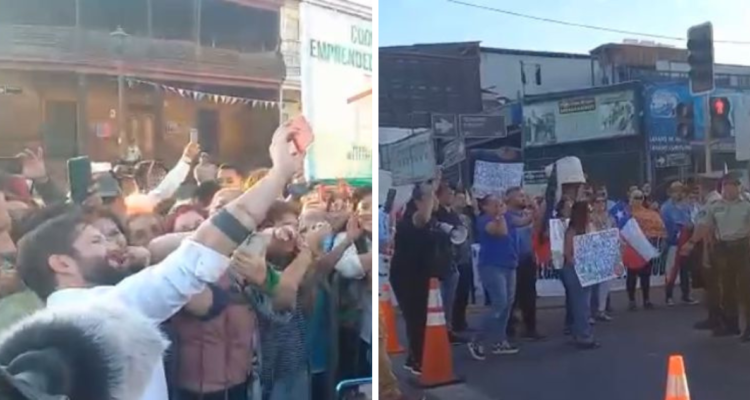 Manifestaciones a favor y en contra de Presidente Boric en Iquique