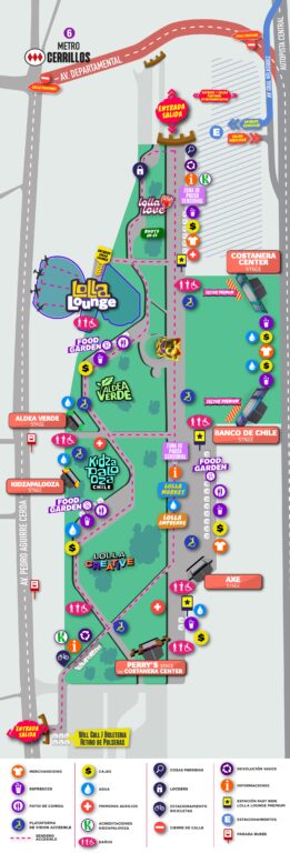 El mapa completo de Lollapalooza 2023 en el Parque Ceriillos, con ingresos y accesos