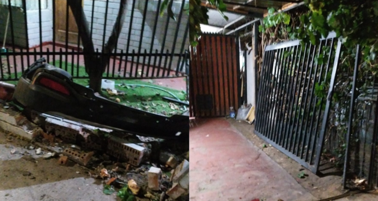 Delincuentes inexpertos chocan con dos viviendas tras robar camioneta automática en Maipú