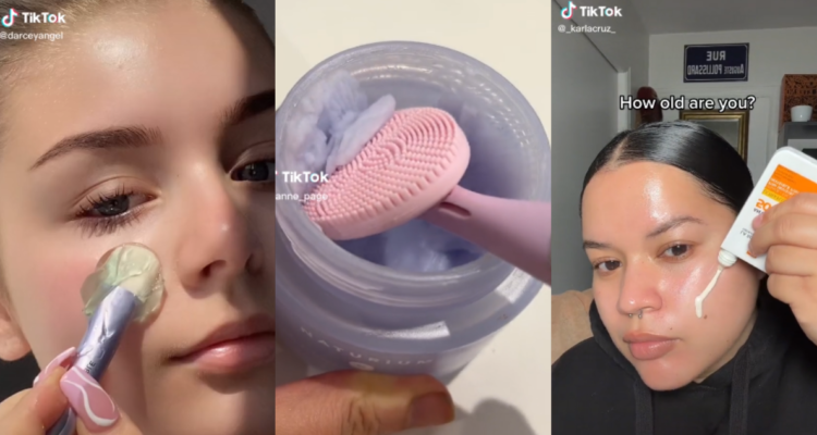 captura de rutinas de Skincare en TikTok a propósito de las red flags de estos productos