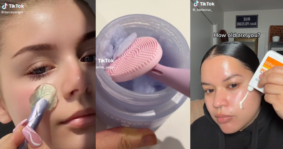 captura de rutinas de Skincare en TikTok a propósito de las red flags de estos productos
