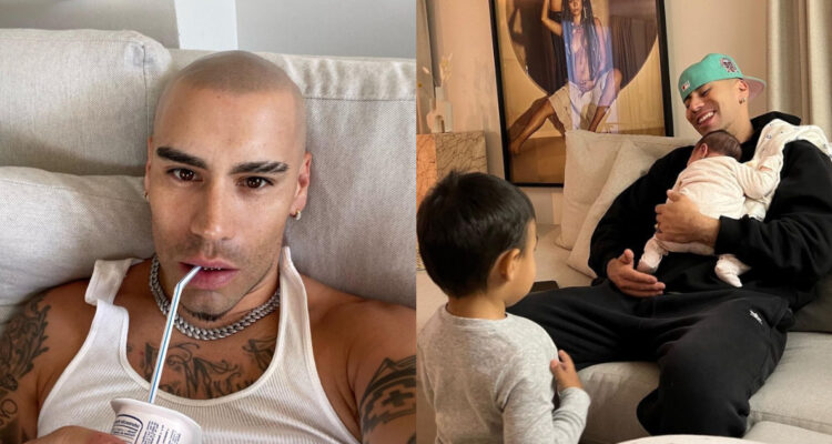 Rúl Peralta posa serio para la cámara. A su lado, el bailarín con su hijo y su hija.