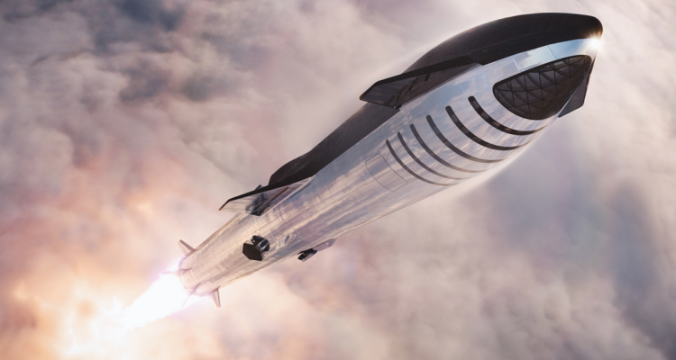 Interpretación artística del Starship de SpaceX.
