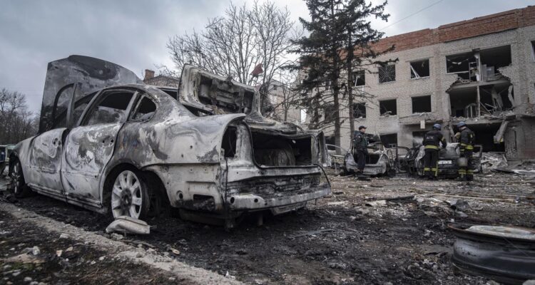 Daños en la ciudad de Sloviansk, región del Donetsk