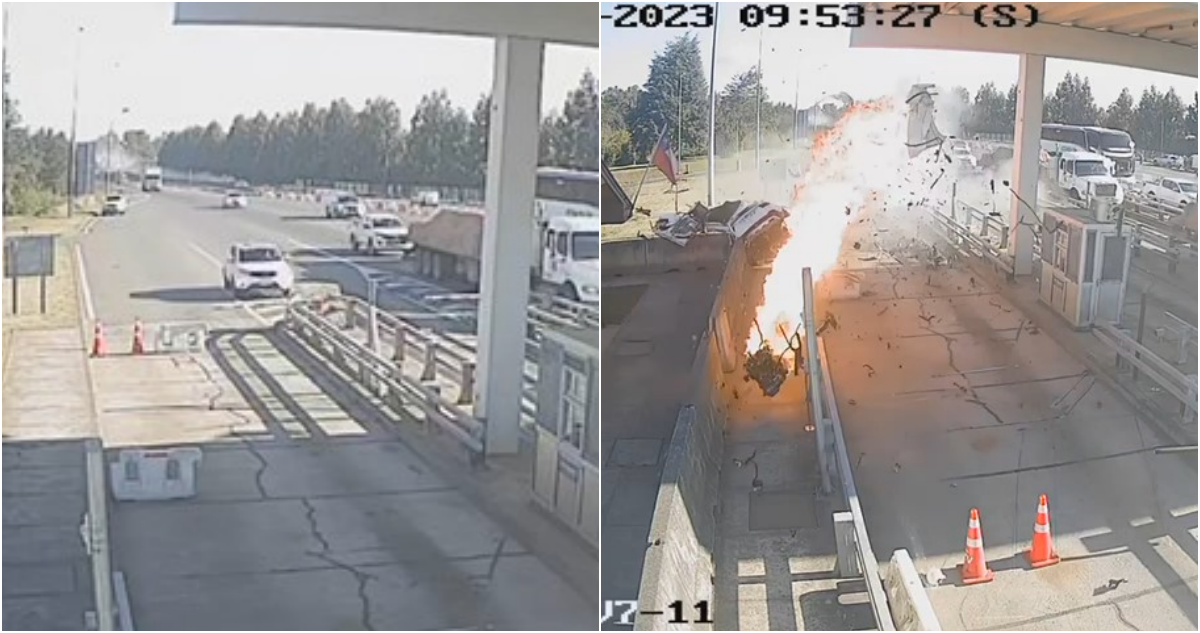 Video muestra fatal choque de auto a 220 km/h contra barrera en peaje Purranque
