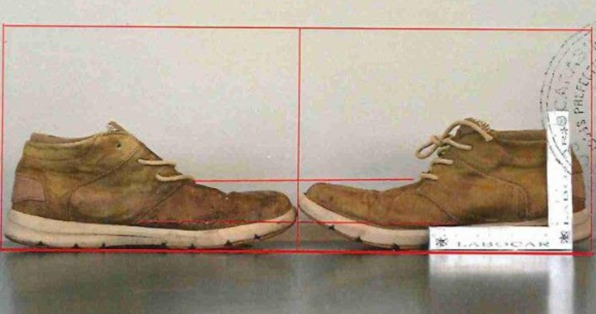 Zapatos incautados a Jorge Escobar contenido en informe de Labocar