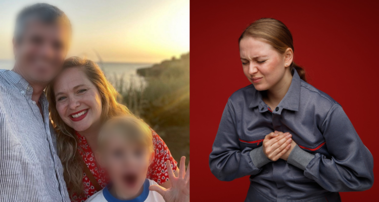 Erica Jackson Curran (izquierda) junto a su familia luego del accidente donde confundió ansiedad con un paro cardíaco