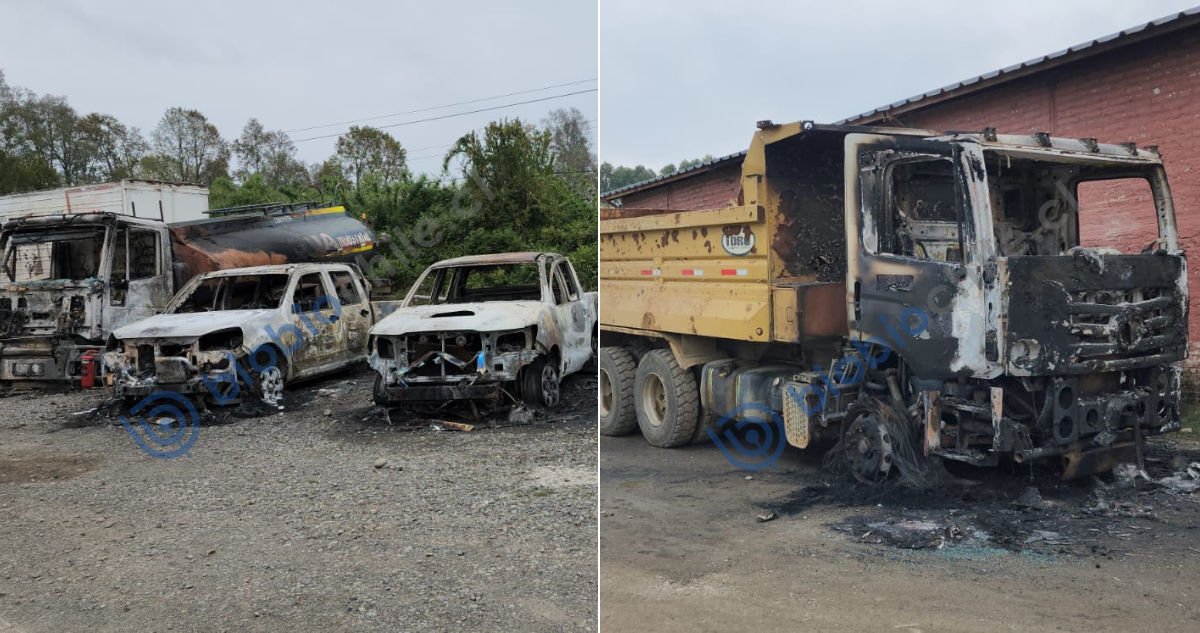 Violenta jornada de ataques en Macrozona Sur: queman casas, vehículos y maquinarias en tres regiones