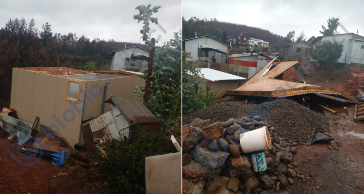 Vivienda de emergencia en Tomé sufre voladura de techo producto del sistema frontal en el Bío Bío