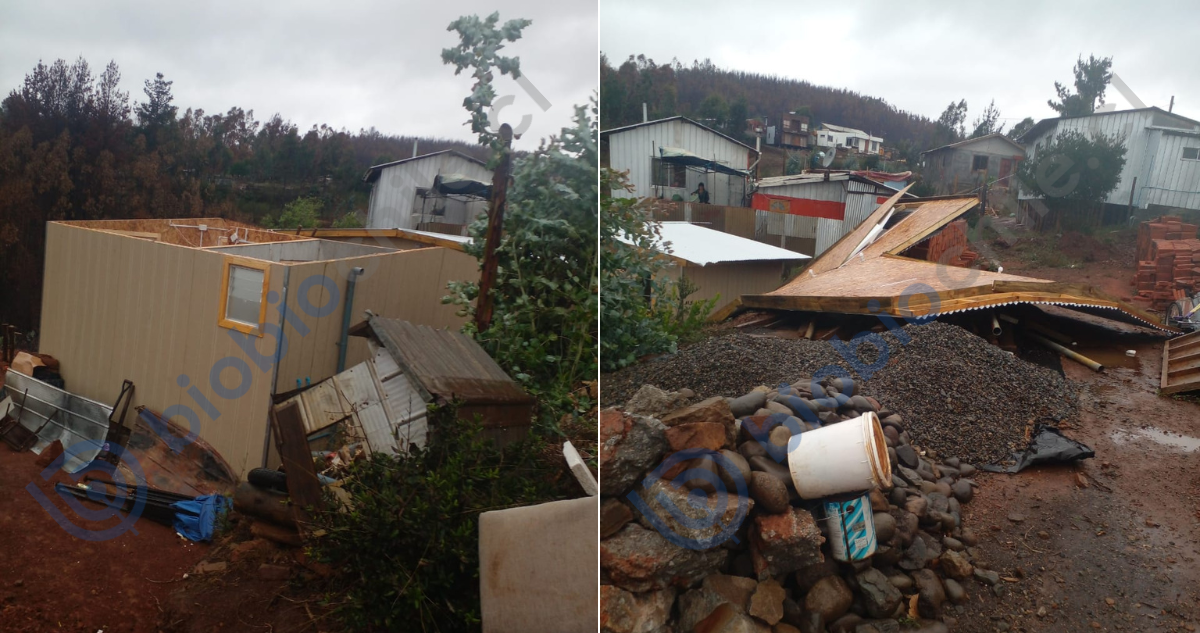 Vivienda de emergencia en Tomé sufre voladura de techo producto del sistema frontal en el Bío Bío