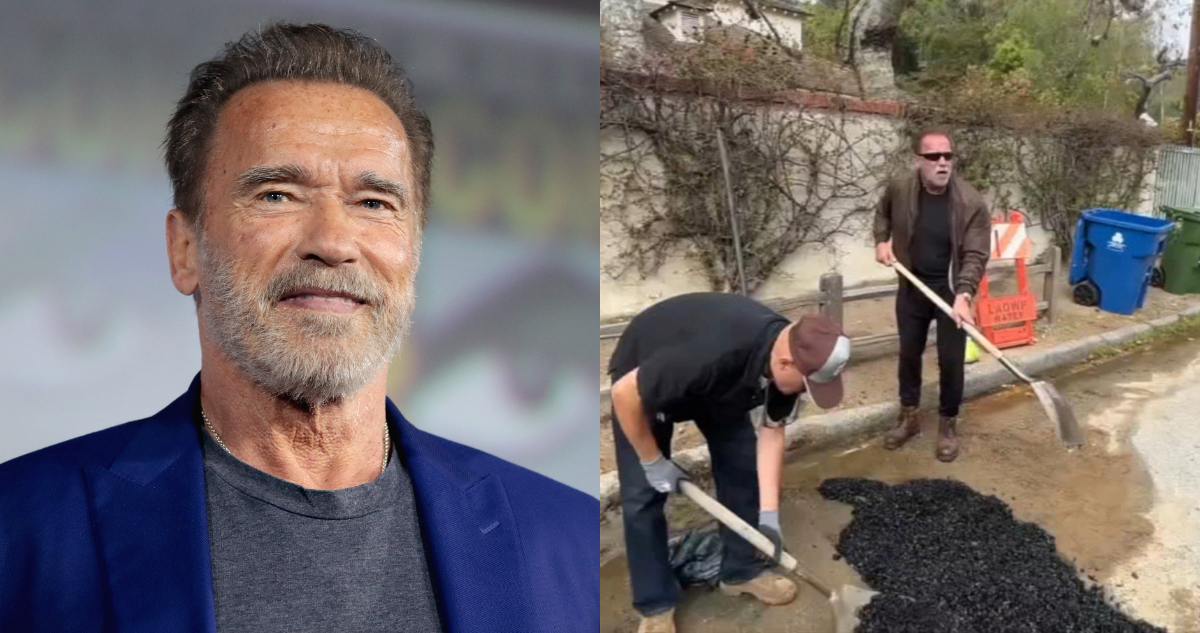 Arnold Schwarzenegger tapó enorme bache