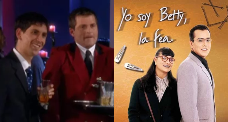 Pato Sotomayor en Betty, la fea (izquierda) y el poster de la teleserie (derecha)