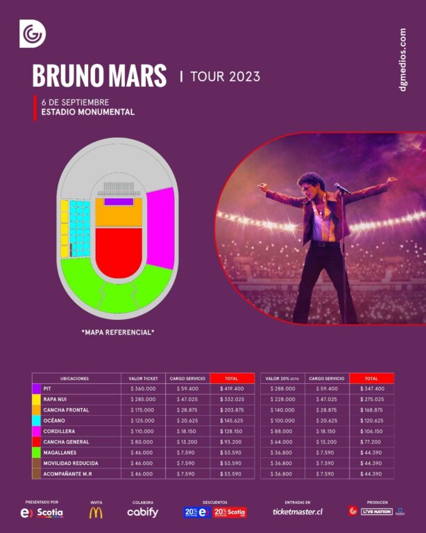 Confirman tercera visita de Bruno Mars a Chile: revisa aquí precios, fechas y coordenadas