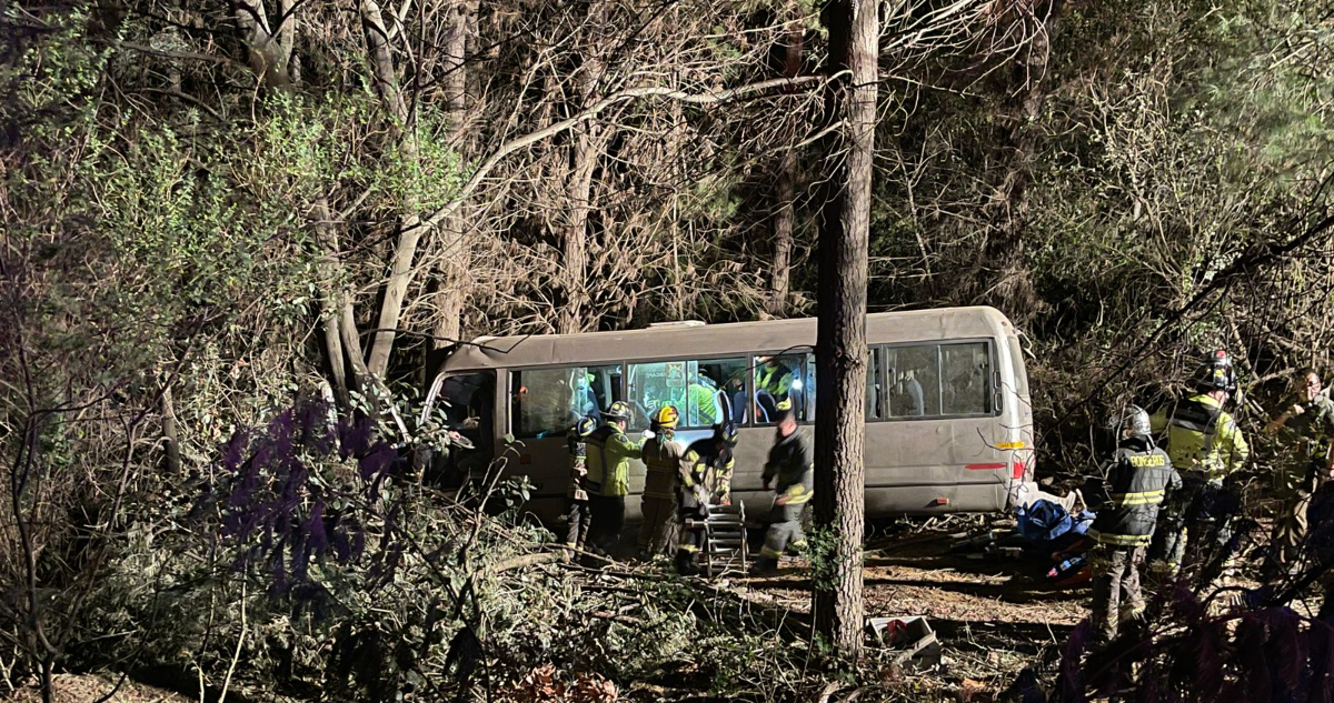Bus de pasajeros protagoniza accidente de tránsito en camino al Parque Nahuelbuta en Angol
