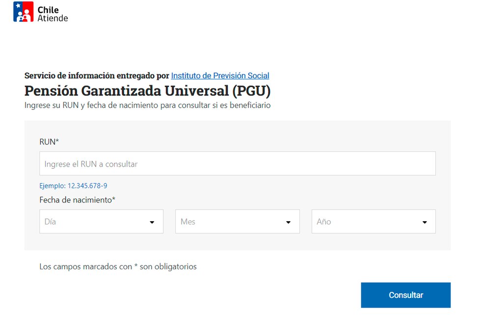 Con el RUT y fecha de nacimiento puedes revisar si tienes la PGU