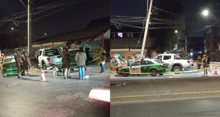 Carabineros resultan lesionados tras persecución que terminó en accidente en San Bernardo