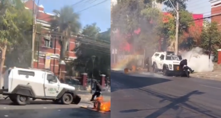 Carro de Carabineros atropella a manifestante en medio de incidentes afuera de Liceo Barros Borgoño