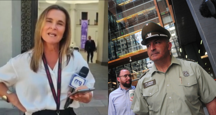 Paulina de Allende (izquierda) y Gral. de Carabineros Álex Chaván (derecha) en referencia a declaraciones del Colegio de Periodistas